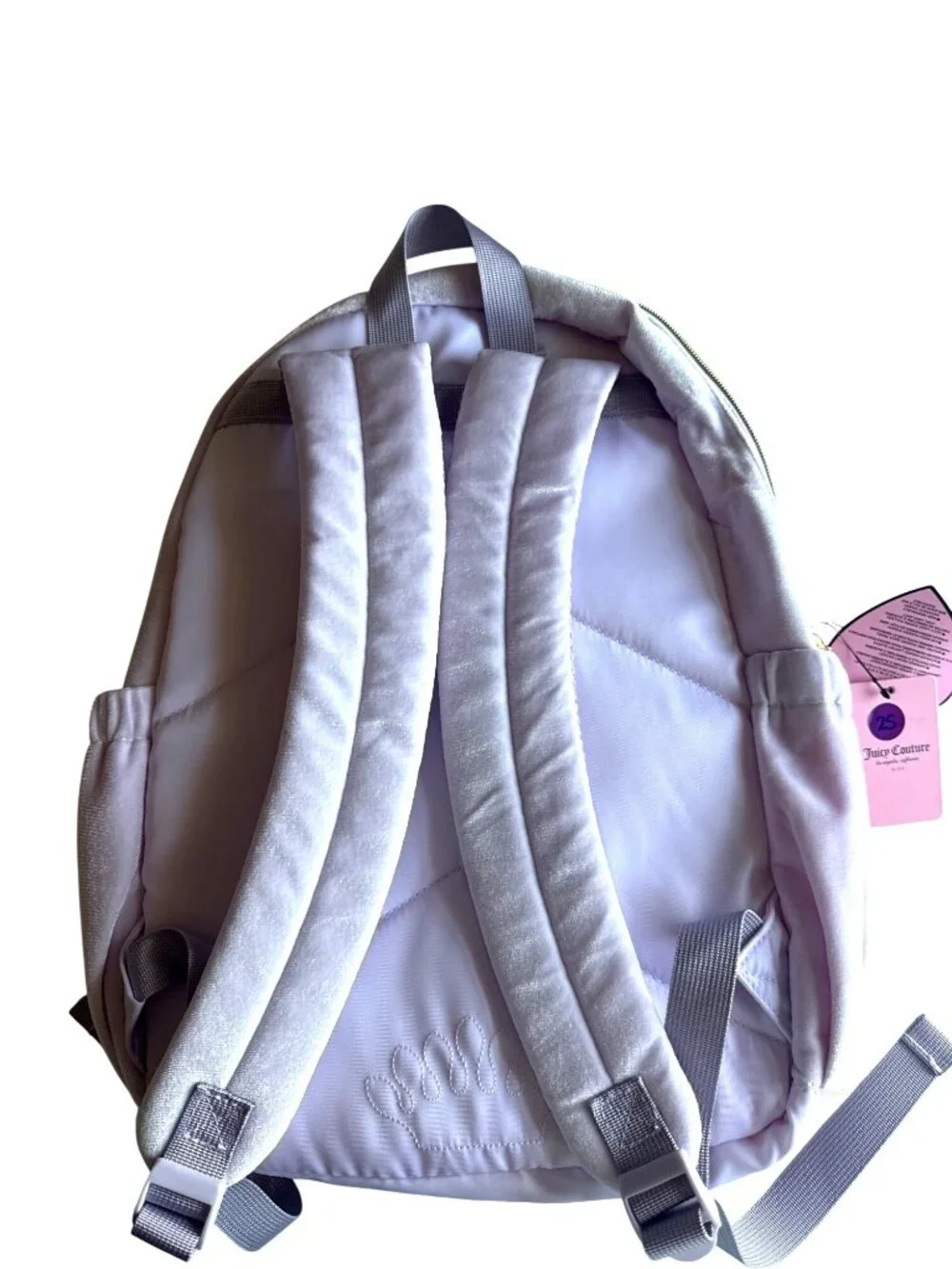 NWT Juicy Couture Kids Lavender Lilac Velvet Backpack Scottie Dog Rhinestones
